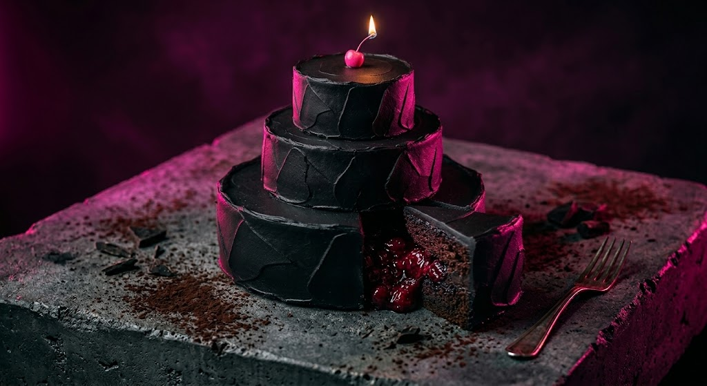 Black Cake with Flaming Cherry